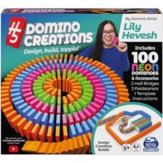 H5 Domino Creations 100-Piece Neon Kids Games for Game Night