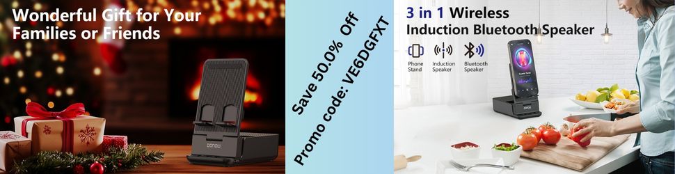 DONOW Wireless Induction Bluetooth Speaker with Cell Phone Stand2 (1)